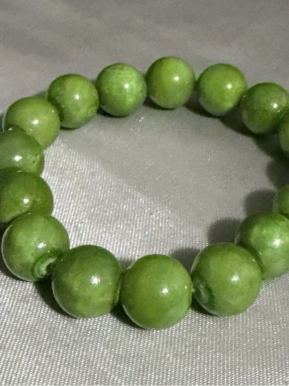 Handmade Ceramic Chunky Green Beaded Stretch Bracelet - Women Jewelry